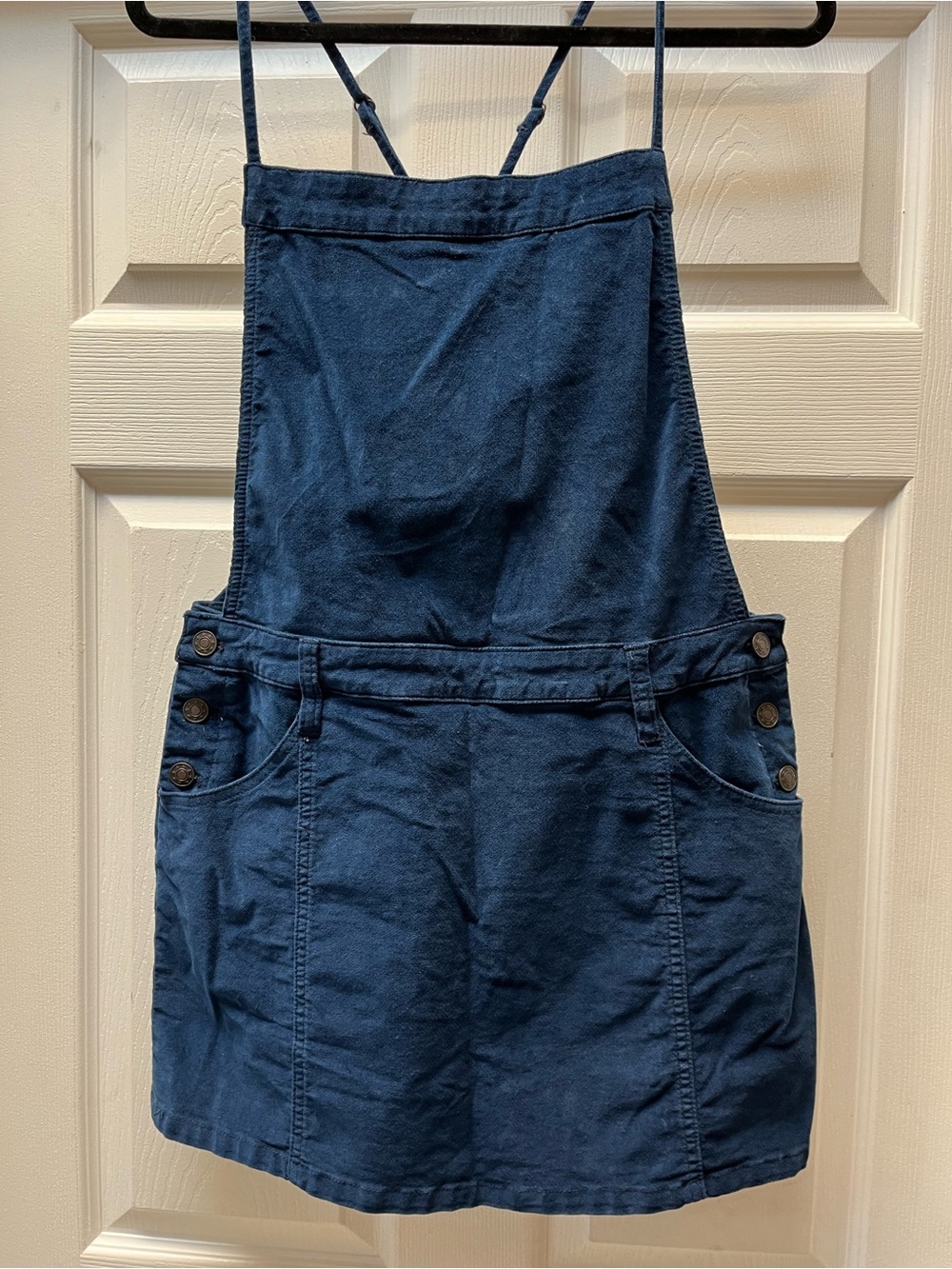 Free People Navy Blue Denim Overall Dress